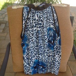 NWT LEOPARD OFF SHOULDER Blue BLOUSE Romanti L